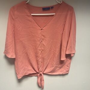 Women's Coral Button-Down Top